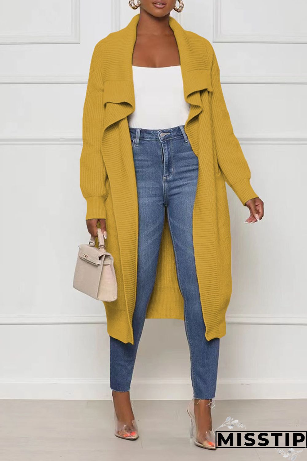 Black Casual Solid Patchwork Cardigan Collar Outerwear