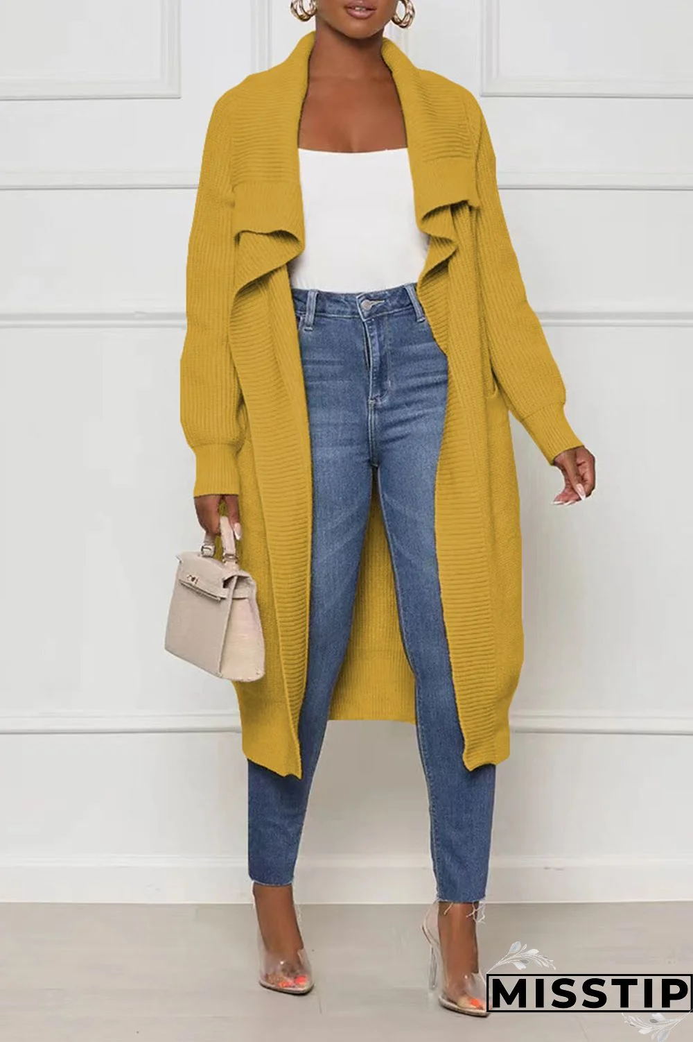 Black Casual Solid Patchwork Cardigan Collar Outerwear