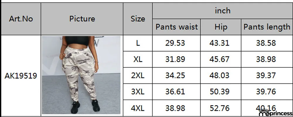 Plus Size Women Sport Camouflage Print Trousers