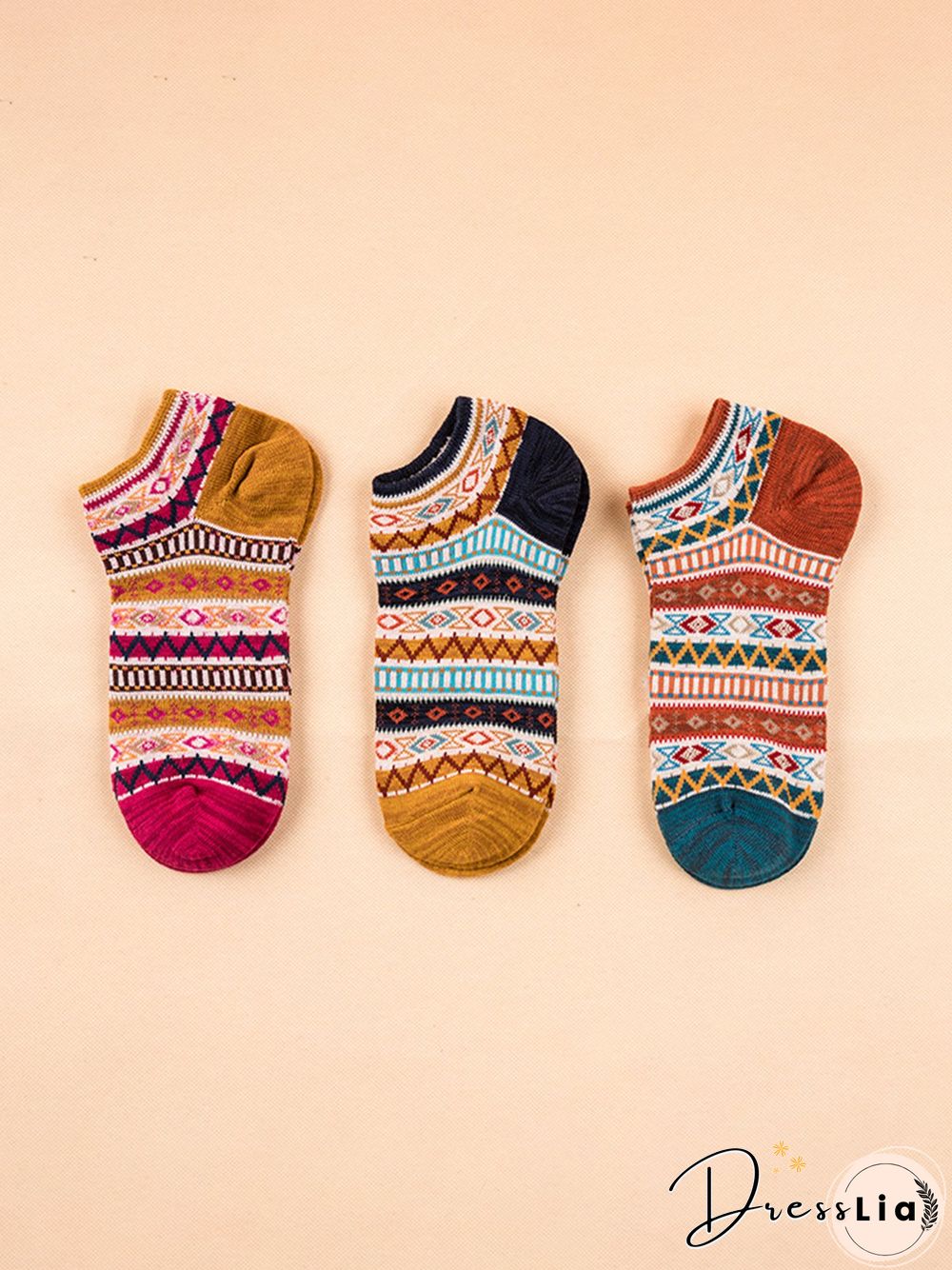 Casual Striped Pattern Cotton Socks Women's Boat Socks