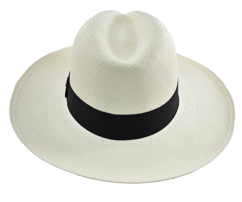 Original Panama Hat - Wide Brim Summer Fedora - Black Band - White ...