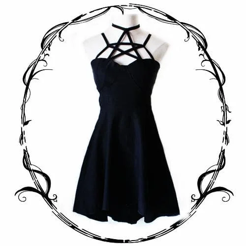 Black Gothic Pentagram Dress SP178902