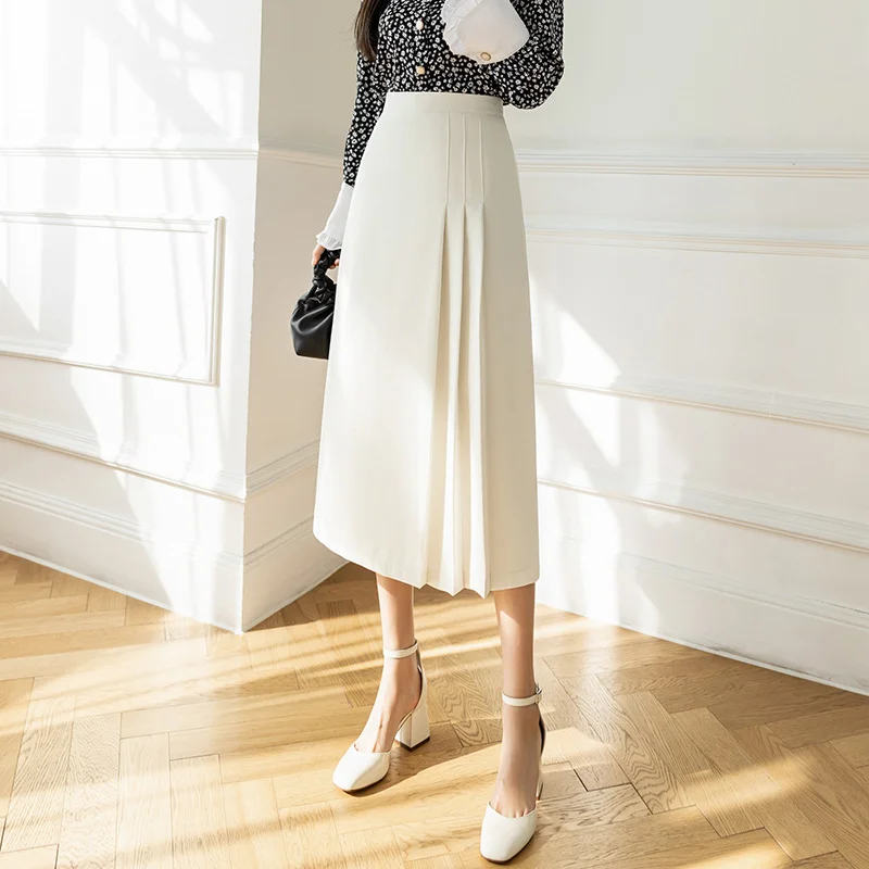 Toloer Toloer Long Pleated Skirt Female Spring / Summer 2023 New High-Waist A Line Black Suit Skirt Korean Version Versatile Commuter Skirt-Outfit Ideas