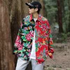 Men's casual Northeast large flower patchwork long-sleeved shirt