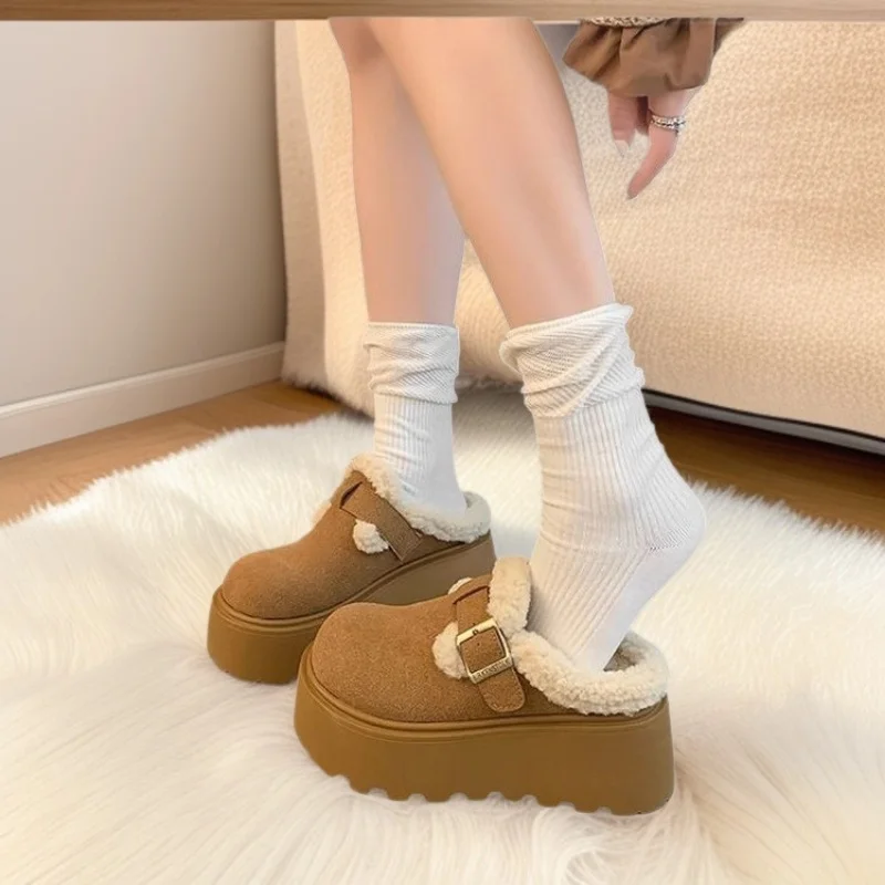 Sdrawing Sdrawing And Velvet Bag Head Half Drag Woman 2025 Autumn And Winter New Fashion Wear Leisure Woolen Cotton Drag