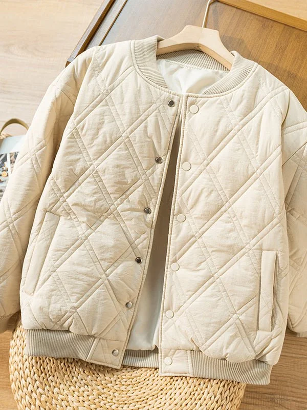 Women's Autumn And Winter Literature Retro Rhombic 100% Polyester Coat