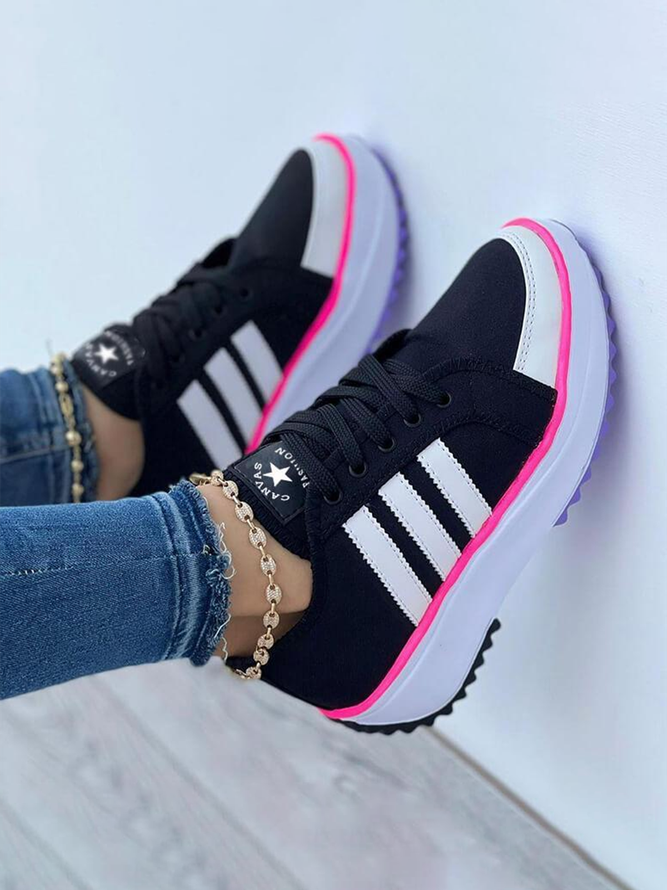 Classic Platform Lace-Up Canvas Sneakers
