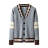 Jacquard Plus Velvet College Cardigan