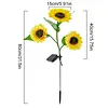 Solar Powered 3/6Head Sunflower Lights Smart Sensor Waterproof Landscape Lights Weather Proof Simulation Sunflower Decorative Lamp for Garden Lawn Courtyard Decor