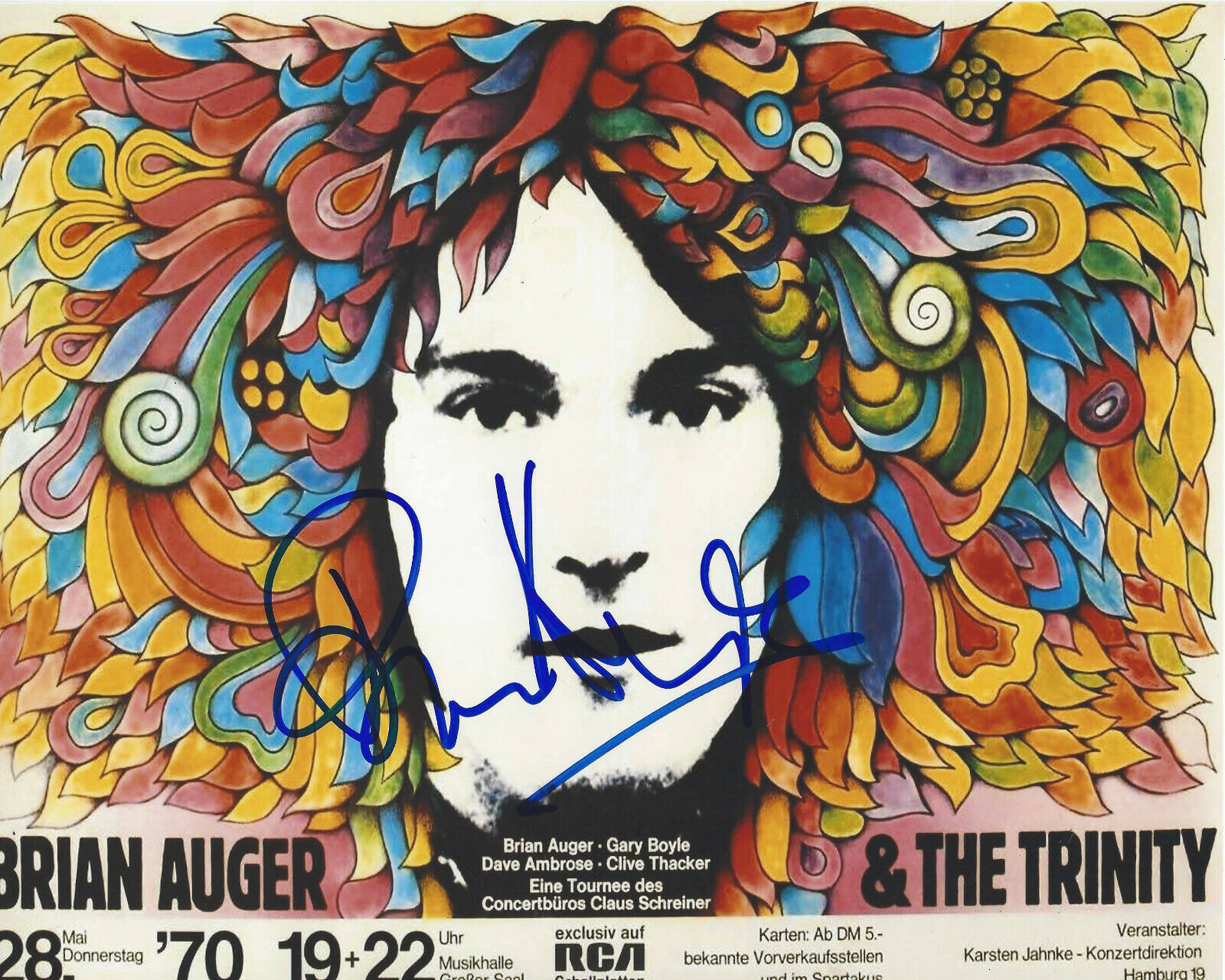 SINGER BRIAN AUGER & THE TRINITY SIGNED AUTHENTIC 8X10 POSTER Photo Poster painting w/COA ORGAN