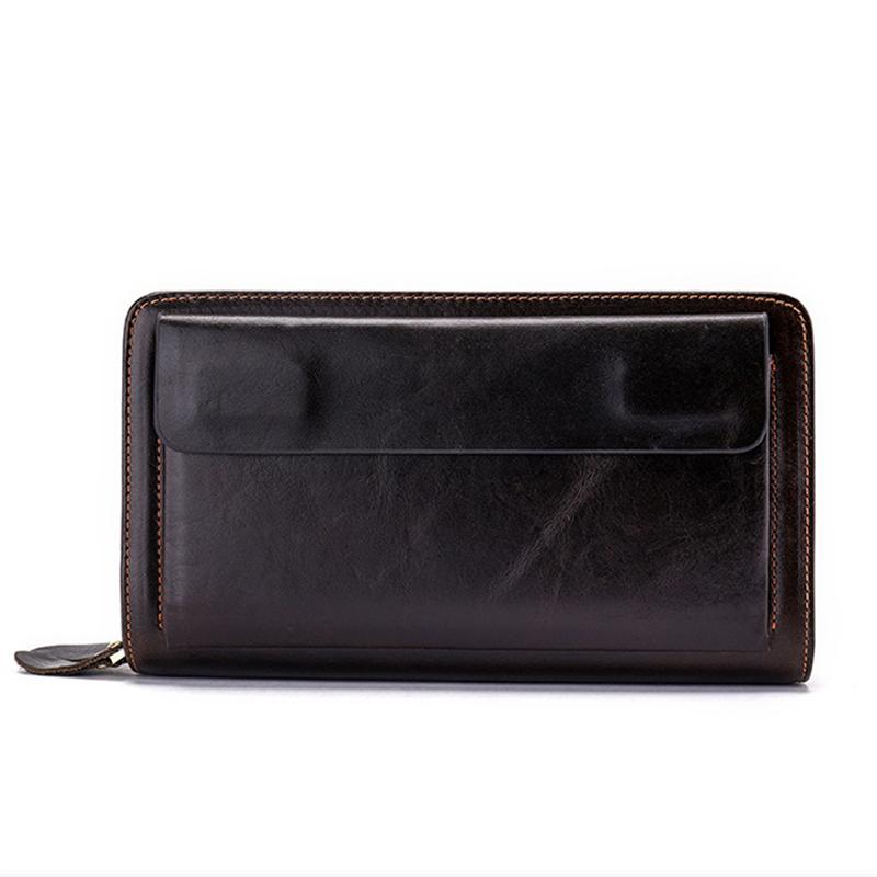Card Holder Contrast Color Soft Leather Currency Pocket Zipper Closure Wallet