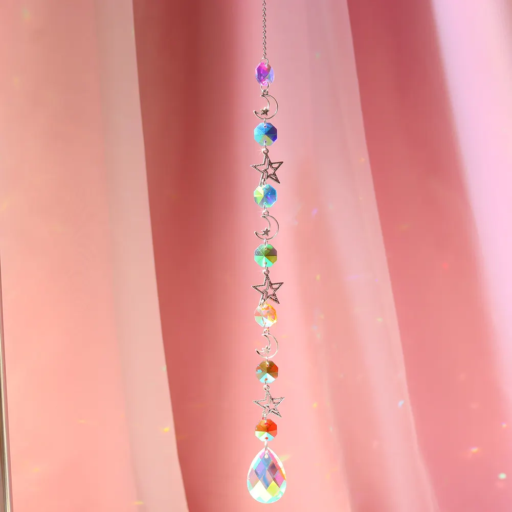 Crystal Windchime Ornament Feather Butterfly Hanging Pendant (Silver 11)