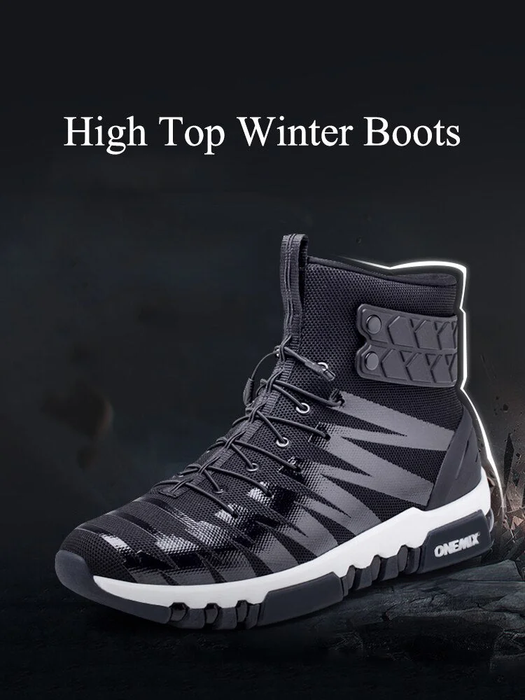 ONEMIX Men Boots Running Shoes Women Sneakers High Top Winter Snow Boots Outdoor Waterproof Walking Trekking Sneaker