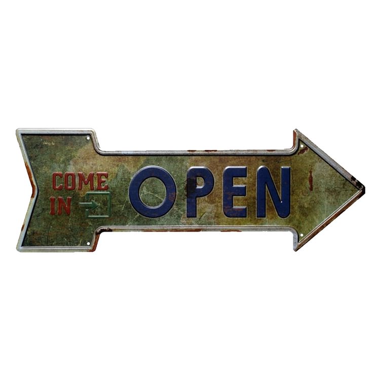 Welcome Exit Way Out Gas Oil - Arrow Shape Vintage Tin Sign - 17.7x6.3in