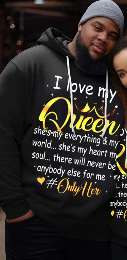 Couple's Plus Size I Love My King Queen Couple Matching Shirt Hoodie