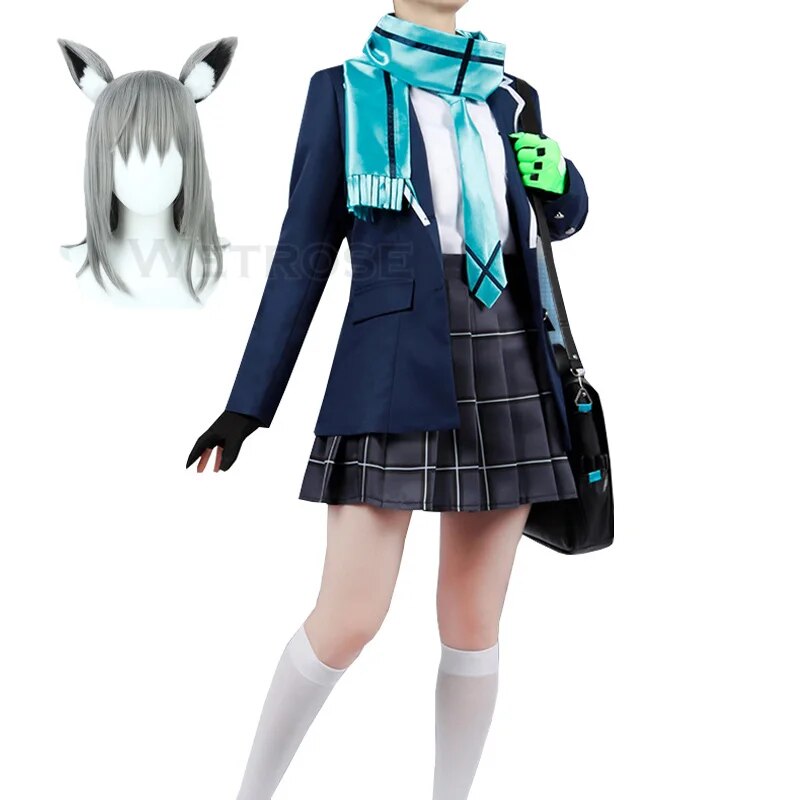 [Wetrose] In Stock Shiroko Cosplay Costume Blue Archive Sunaoukami JK Skirt Scarf Man Size Full Set Wig Halloween Xmas