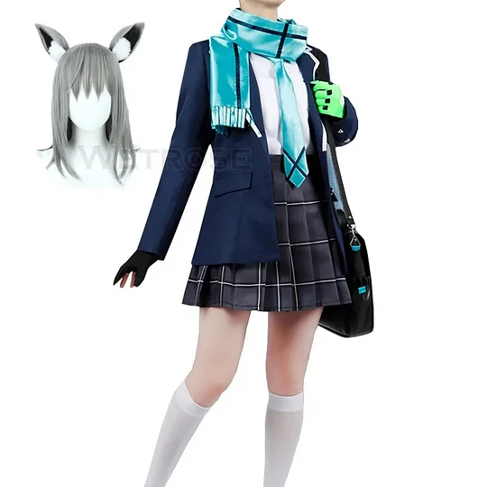 [Wetrose] In Stock Shiroko Cosplay Costume Blue Archive Sunaoukami JK Skirt Scarf Man Size Full Set Wig Halloween Xmas