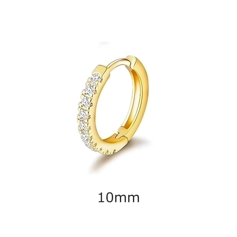 1 Piece Minimalist Geometric Inlay Copper Zircon Hoop Earrings