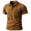 Men's Vintage Outdoor Pocket Polo Collar Short Sleeve T-shirt by Inlyline