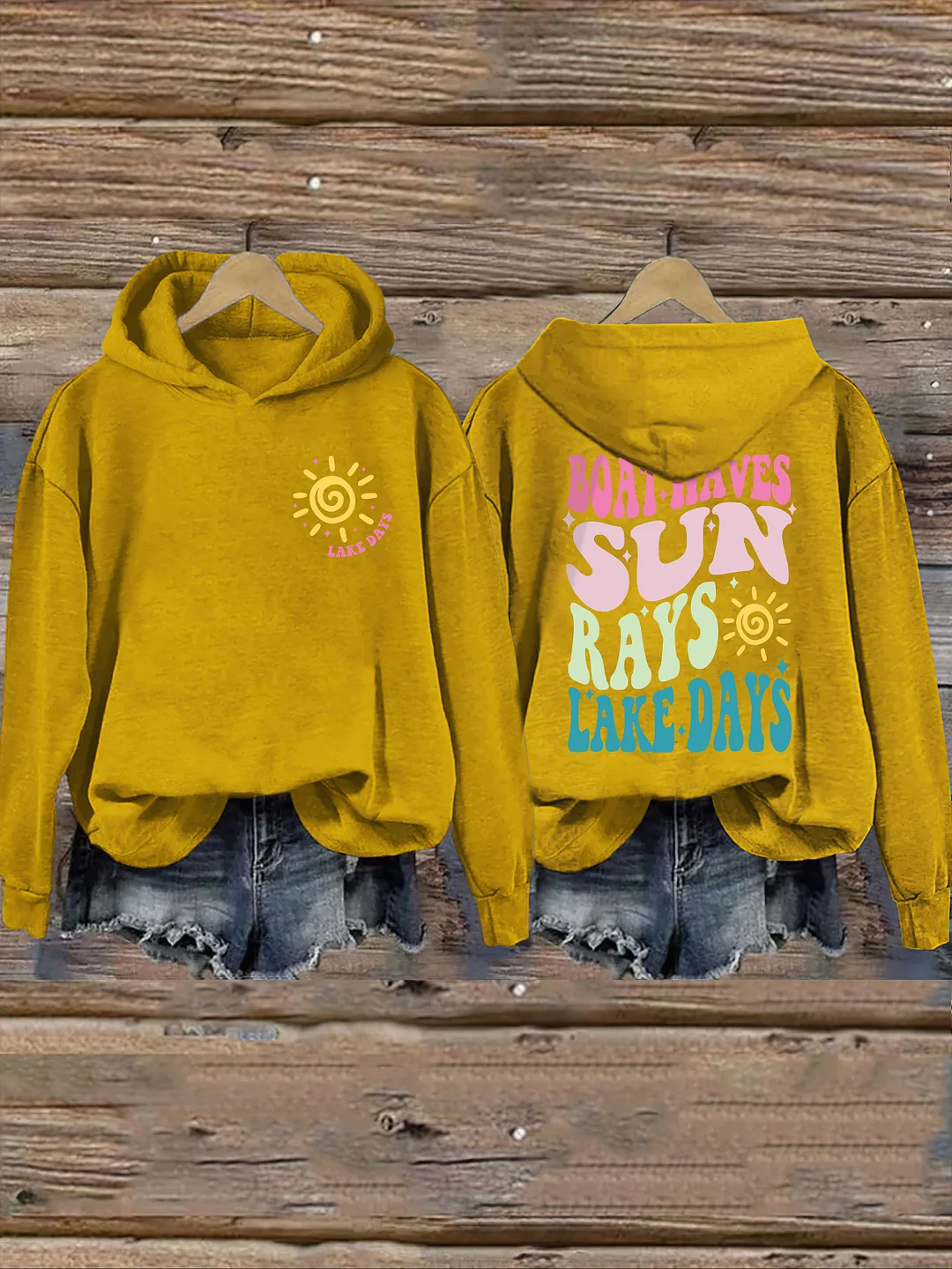 Boat Waves Sun Rays Lake Days Hoodie