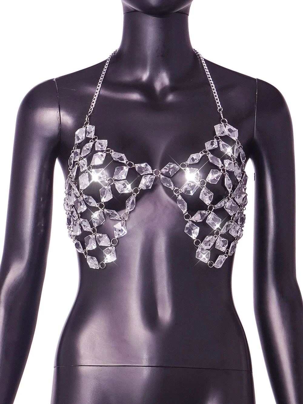 Uveng Uveng New Nightclub Hollow-Out Shiny Crystal Pendant Small Vest Hot Mining D21015