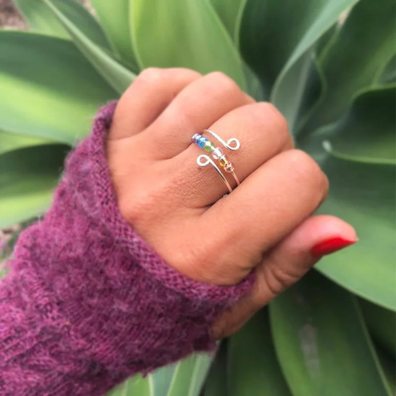 Rainbow Beads Fidget Ring