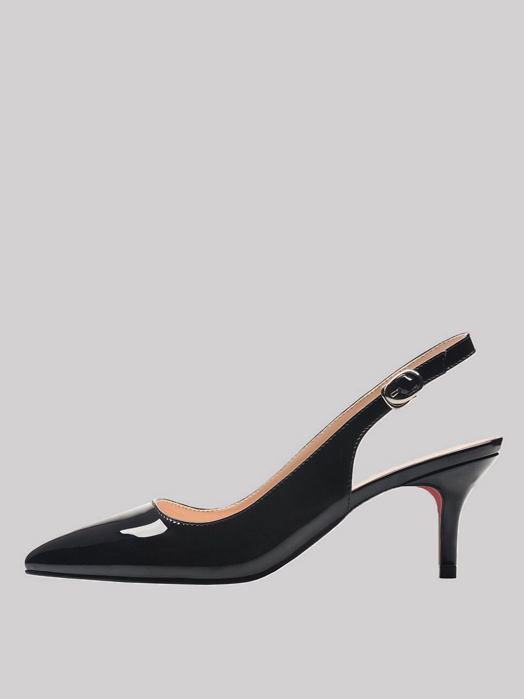 Women's Pointed Toe Slingback Shoes Kitten Heel Red Bottom Pumps Comfortable Dress Patent