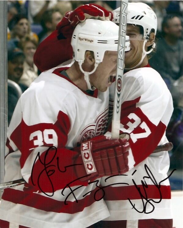 Detroit Red Wings Johan Franzen Mikael Samuelsson Autographed 8x10 Photo Poster painting COA