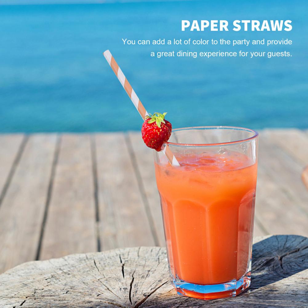 

200-Pack Paper Drinking Straws Biodegradable Eco Friendly Party Supplies, 501 Original