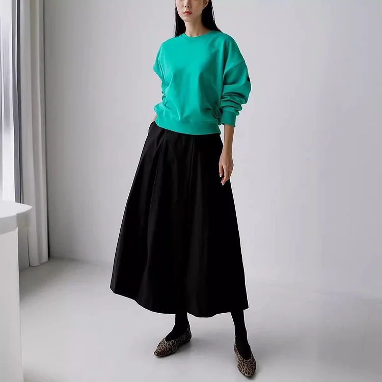 Casual Versatile Elastic Waist A-line Skirt