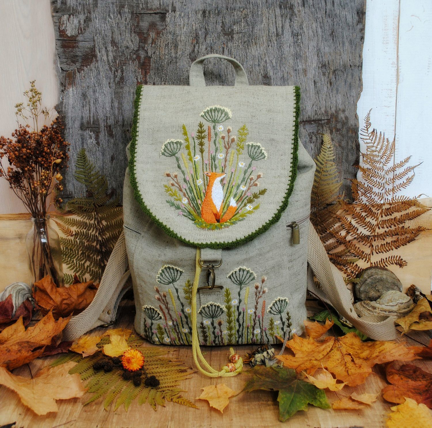 Linen backpack "Fox"