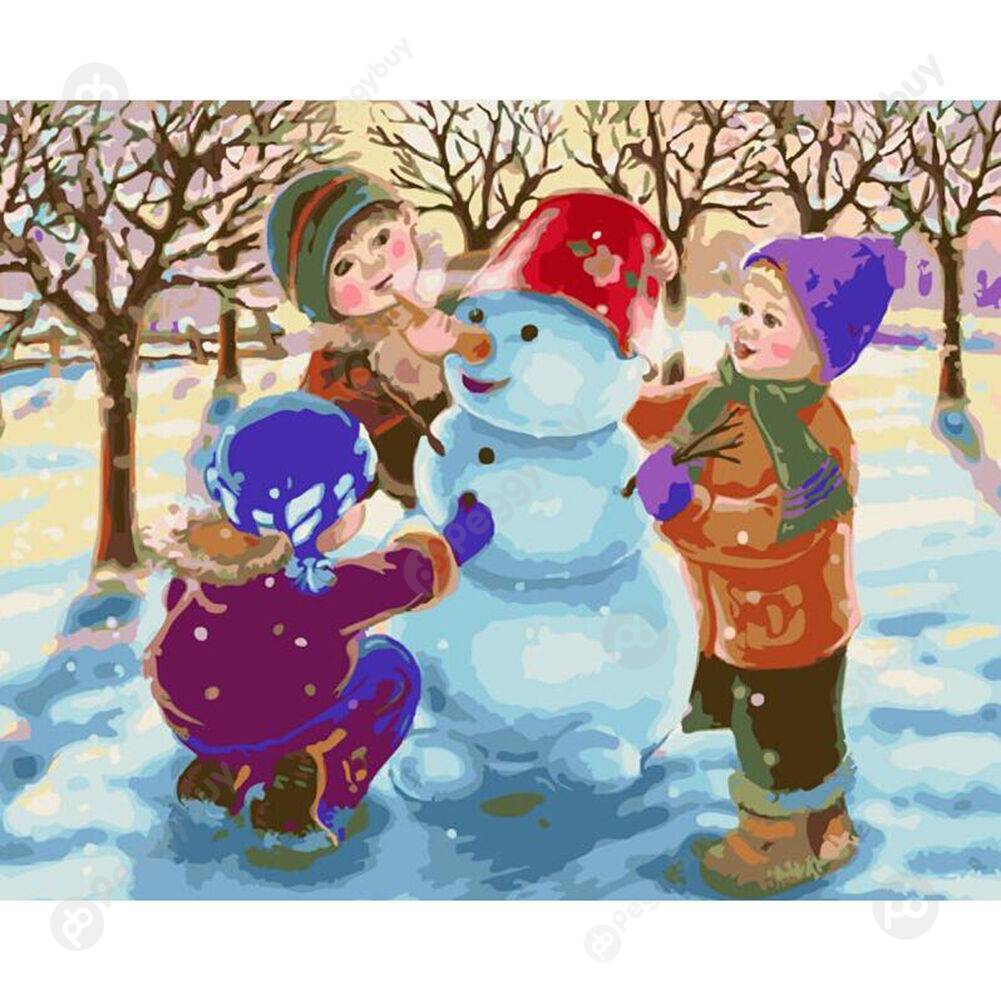 

40*50CM Paint By Numbers-Make Snowman, 501 Original