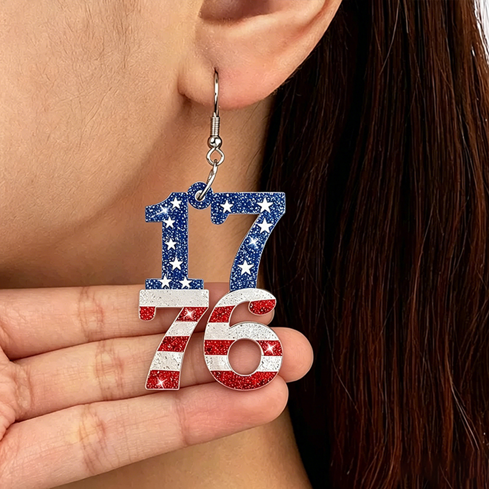  Usa Anniversary Shiny Digital Minimalist Earrings Westsshops