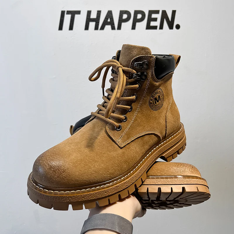 Colourp Colourp Men's Boots 2023 New Yellow Boobritish Vintage Outdoor Plush Martens 6711-R
