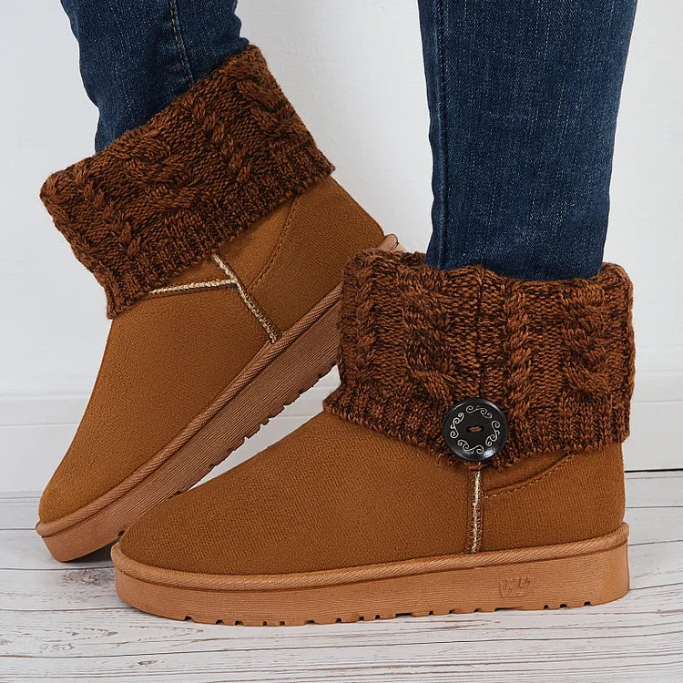 Faux Fur Lined Warm Snow Booties Winter Slip on Ankle Boots