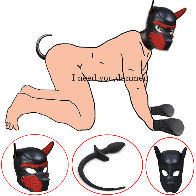 pornhint Pornhint Padded Latex Rubber Puppy Play Dog Hood Mask BDSM Bondage Sexy Pet Cosplay Full