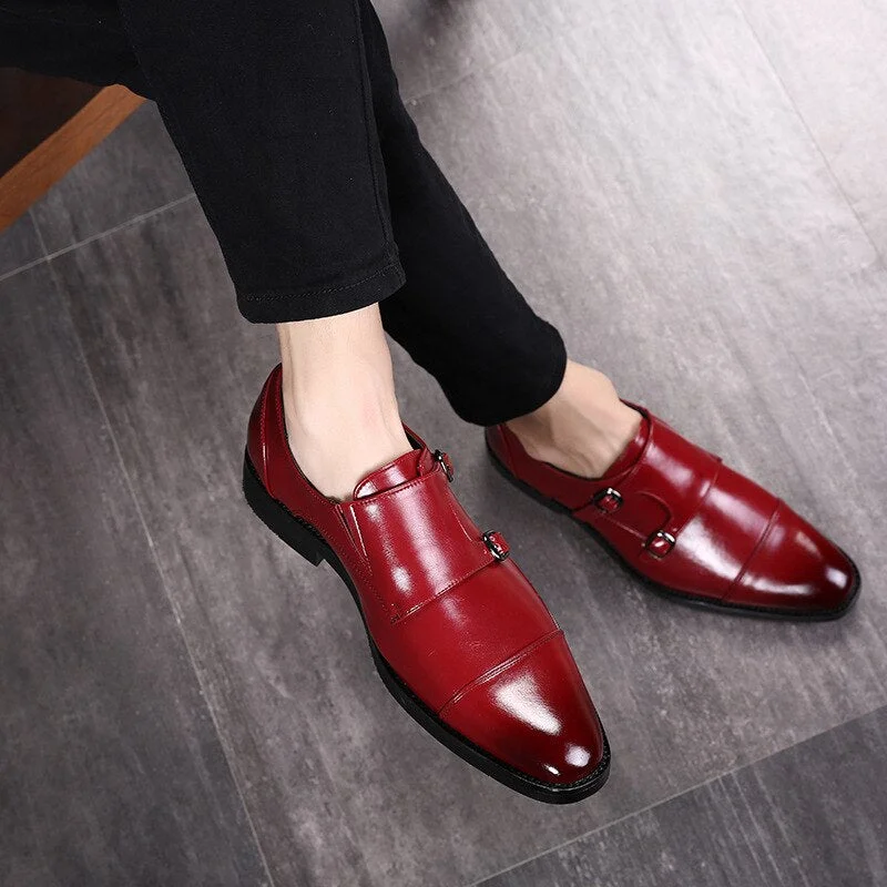 Men's Dress Shoes Formal Men Monk Shoes Oxford Shoes For Men Wedding Dress Brand Leather Double Buckles Shoes big size