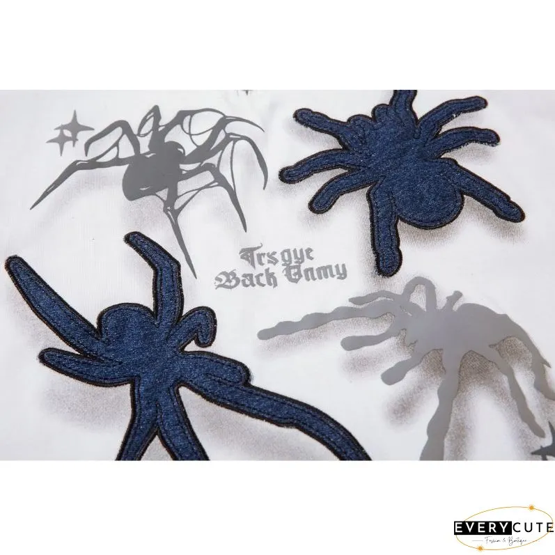 Spider Denim Patch Embroidered Lapel Tee