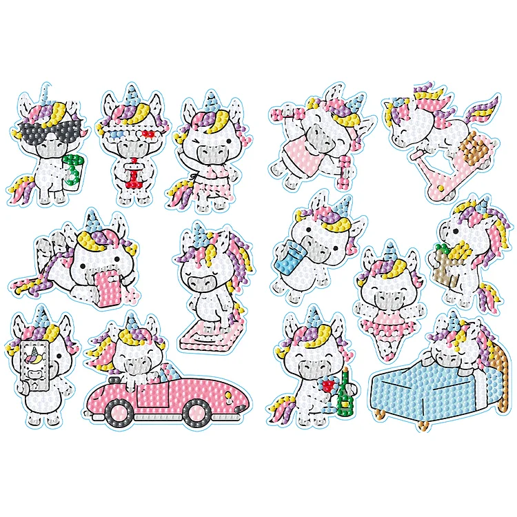 2pcs Diamond Painting Stickers Kits Animals 5D Gem Sticker DIY for Kids Beginner