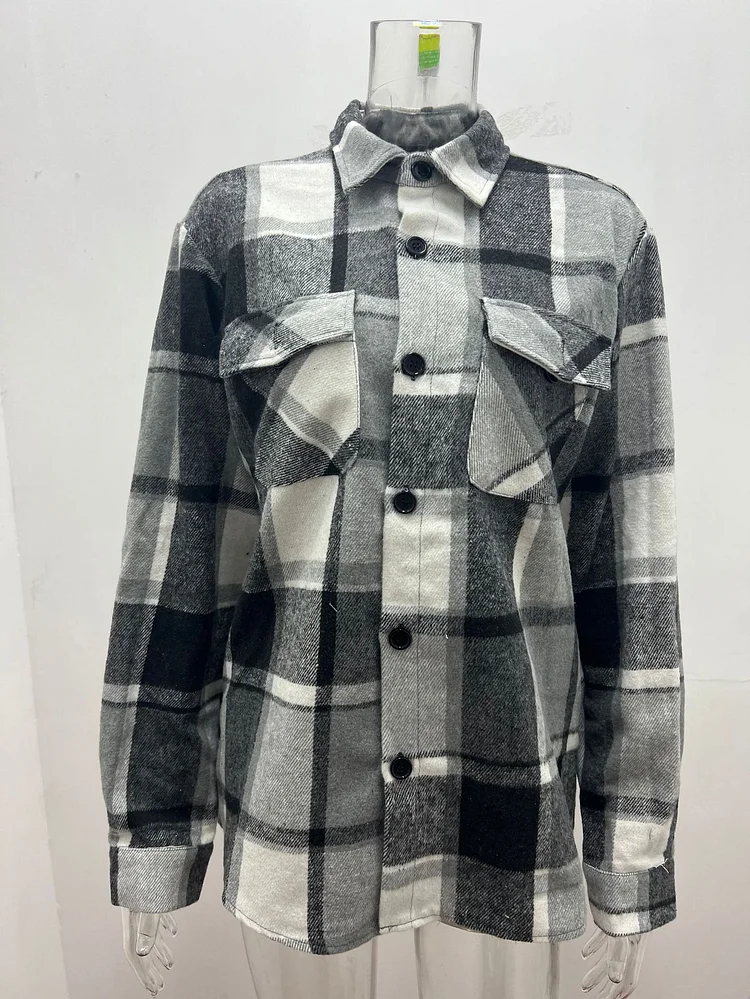 Men's Plaid Shirt Long Sleeve Jacket Coat VangoghDress