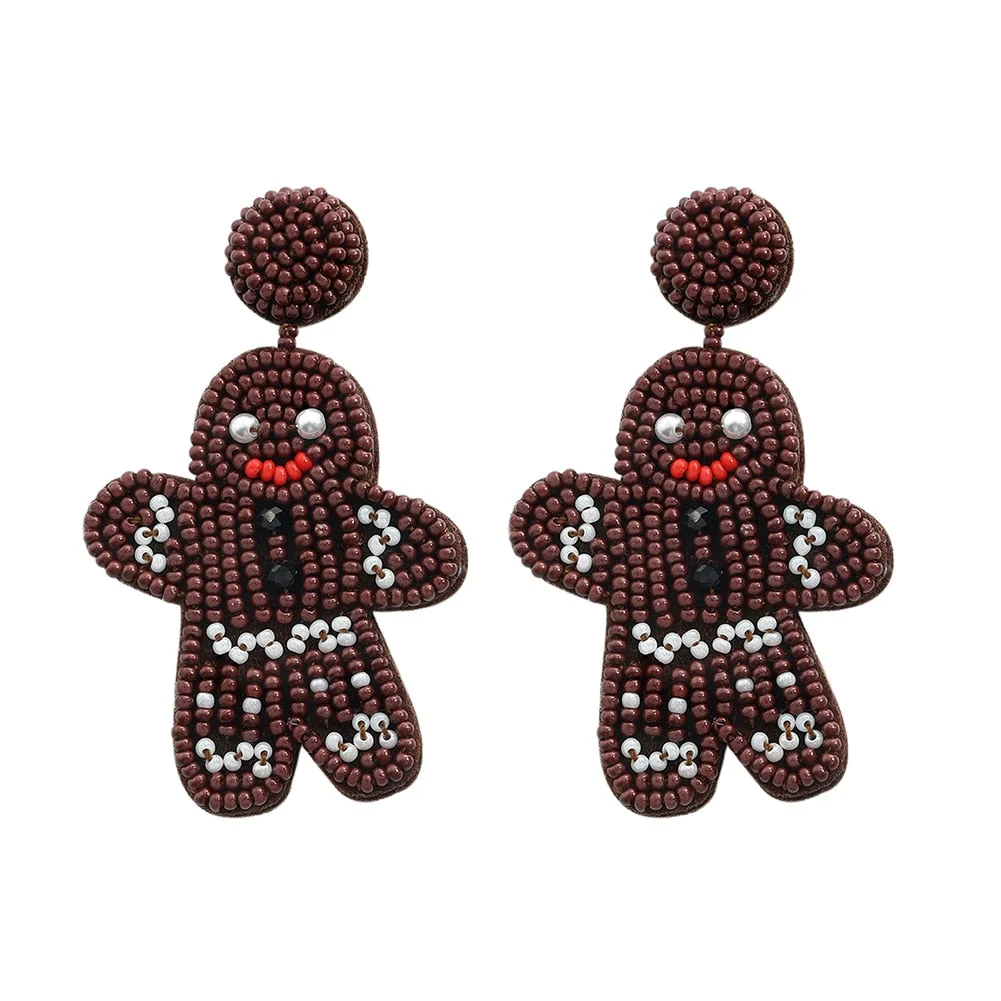 Dvacaman Cute Colorful Rhinestone Cactus Earrings for Women Boho Handmade Green Beaded Cactus Drop Dangle Earrings Jewelry Party