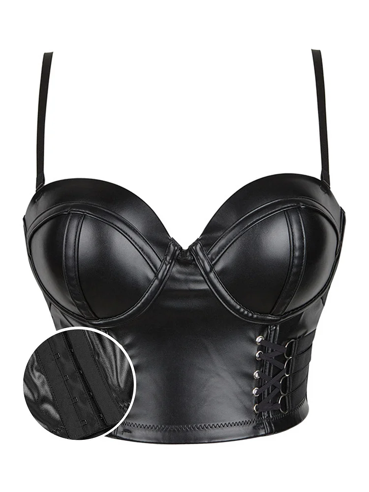 Coleen Gothic Corset With Faux Leather Cage Straps