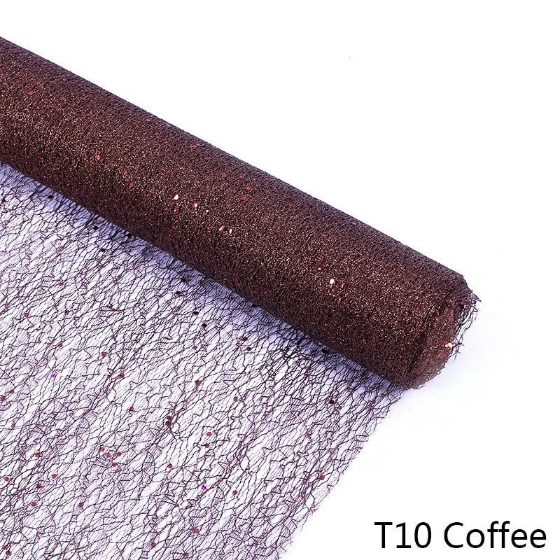 50cm*5Y Gold Wire Tissue Tulle Roll Spool Craft Wedding Party Decoration Bouquet Wrap Organza Sheer Gauze Element Table Runner