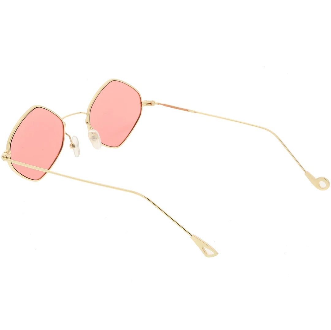 Premium Small Metal Diamond glasses Ultra Slim Arms Color Tinted Flat Lens 51mm