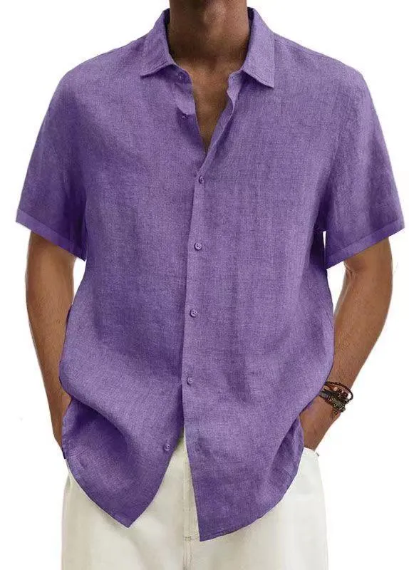 Uveng Uveng Explosion Summer V-Neck Button Cotton Cotton Pure Cotton Shirt Shirt Man Shirt Man