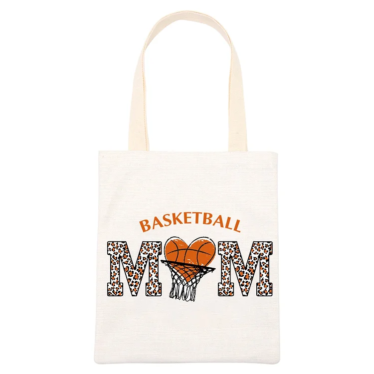 Women  Basketball Mom Print Canvas Shopping Shoulder Bag-Annaletters