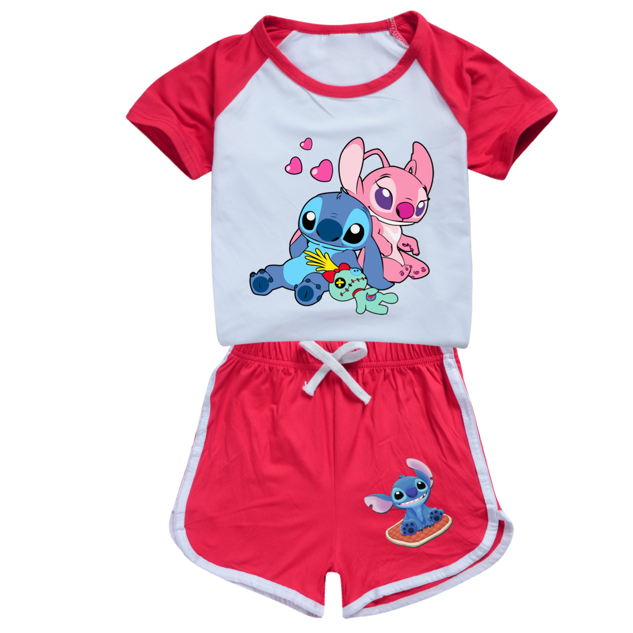 Stitch 100-170 Kids Summer Short Sleeve and Shorts Sports Set - Cute & Comfortable Outfit for Summer Fun -Mayoulove
