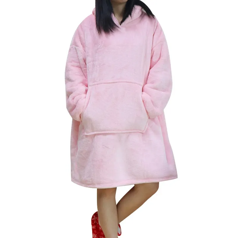 Oversized Hoodie Blanket with Sleeves Men Women Sweatshirt Winter Fleece Streetwear Sherpa Giant Hoodies sudaderas con capucha