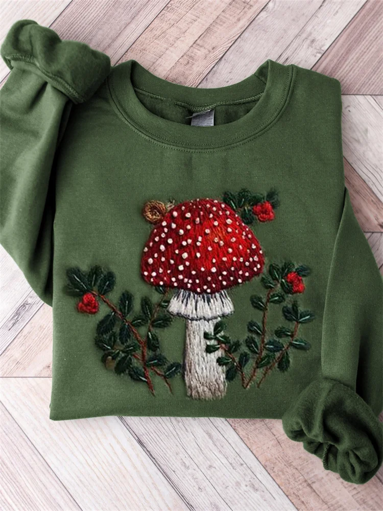 Mushroom embroidered online sweatshirt