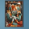 (40*60cm)Girl Cat - Round AB Drill Diamond Painting